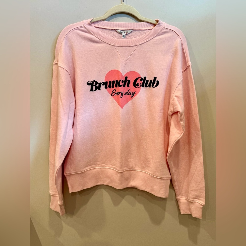 NWT Wildfox “Brunch Club” Heart Graphic Crewneck Sweatshirt Casual Sz XS - Picture 2 of 10
